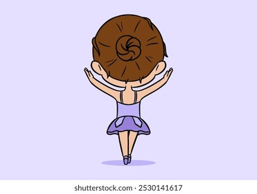 Cute girl chibi character illustration in ballet pose