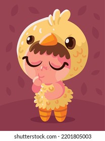 cute girl in chicken costume halloween, image