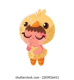 cute girl in chicken costume halloween isolated icon