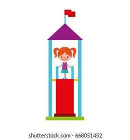 cute girl in childish games character icon