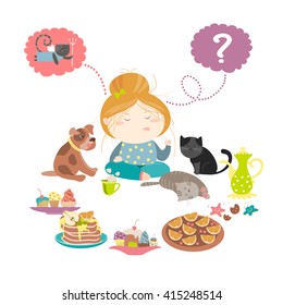 Cute girl choosing sweet
