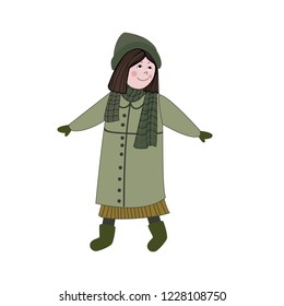 Cute girl . Christmas vector illustration