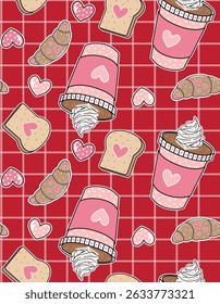 cute girl coffee love design patterns
