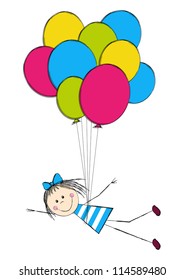 Cute girl with color balloon