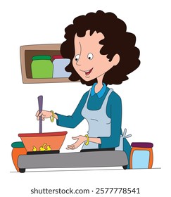 Cute a girl cooking vector illustration