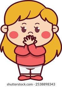 Cute Girl Cover Her Mouth with Hands Illustration