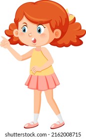 Cute girl with curly hair cartoon illustration