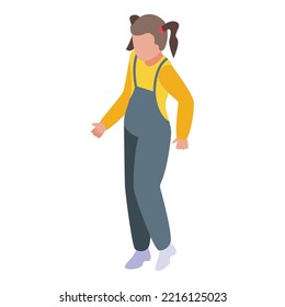 Cute girl dance icon isometric vector. Child fun. Party friends
