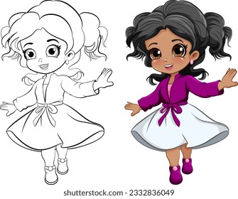 Cute girl dancing isolated illustration