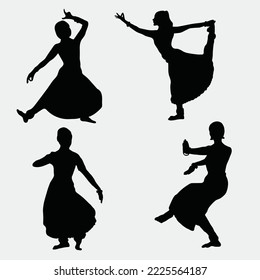 Cute Girl Dancing Silhouette Vector Art Bundle.