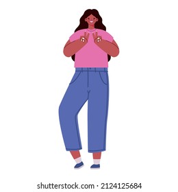 cute girl design doing peace symbol
