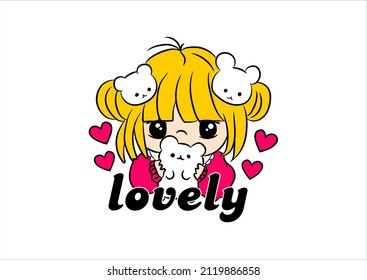 cute girl design illustration for printing