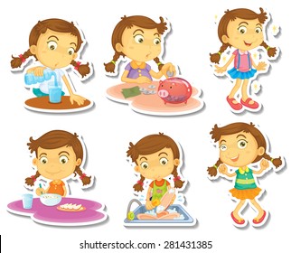 Cute girl in different actions 