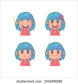 Cute girl with different face expressions
