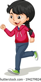 Muchacha linda haciendo ejercicio caricatura personaje de dibujos aislados