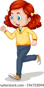 Muchacha linda haciendo ejercicio caricatura personaje de dibujos aislados