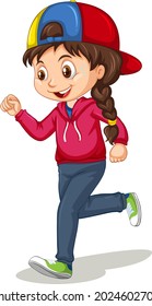 Cute Girl, das eine Übung macht Cartoon-Charakter einzeln Illustration