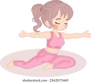 cute girl doing yoga illustration