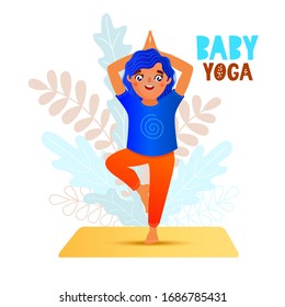 Cute girl doing yoga in the park. Vector cartoon illustration for web, card, poster, t-shirt, advertisment, applications.