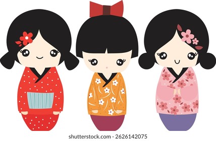 cute girl doll can be used for nursery room, textile, wallpaper, packaging, clothing
