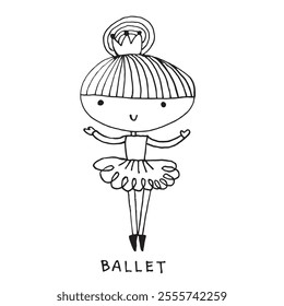 Cute girl doodle cartoon character hand drawing isolated