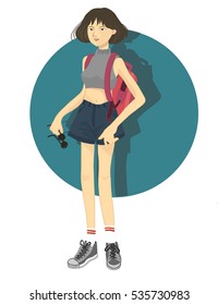 cute girl drawing