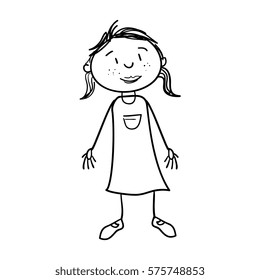 little girl drawing isolated icon stock vector royalty free