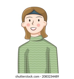 Cute girl in drawing style isolated vector. Person object illustration for your presentation, teaching materials or others as you want.