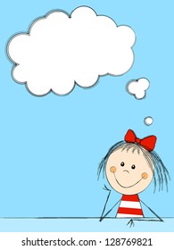 Cute girl dreaming about something