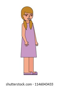 cute girl in dress and hair of ponytails