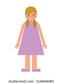 cute girl in dress and hair of ponytails