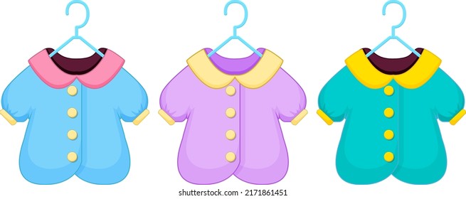 A cute girl dress hanging on hanger illustration