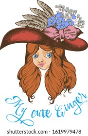 Cute girl dressed in 1890 style. Vector illustration. Good design for greetings, cards, girl's t-shirt and the like.
