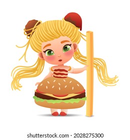 cute girl dressed in fast food