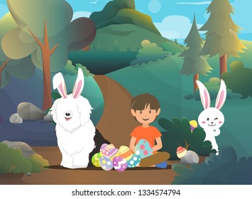 Cute girl with easter bunny