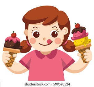 A cute girl eating ice-cream.
