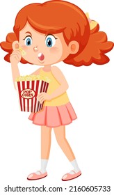 Cute girl eating popcorn illustration