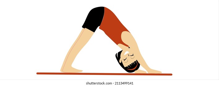 A cute girl is engaged in fitness, aerobics and yoga. a cute character will conduct a workout. Slim woman doing yoga, pilates, fitness.For poster, sticker, t-shirt, design on white background.