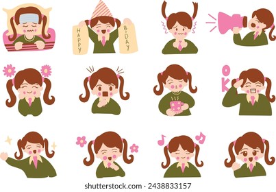 Elemento de expresión de chica linda, archivo vectorial