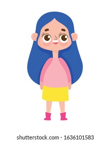 cute girl expression emotion gesture cartoon vector illustration