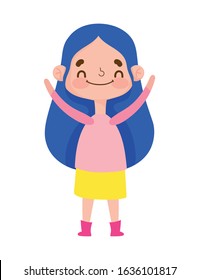 cute girl expression emotion gesture cartoon vector illustration