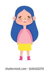cute girl expression emotion gesture cartoon vector illustration