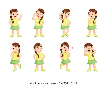 Cute Girl Expression Vector Graphics Set Stock Vector (Royalty Free ...