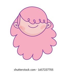 cute girl face cartoon character icon on white background vector illustration