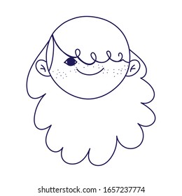cute girl face cartoon character icon on white background vector illustration line style