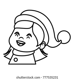Cute girl face christmas cartoon