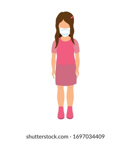 cute girl with face mask isolated icon vector illustration design