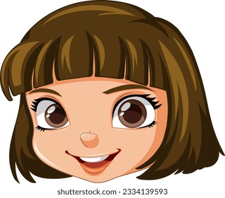 Cute girl face smilling isolated illustration