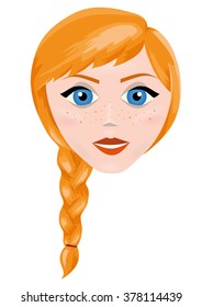 Cute girl face - vector