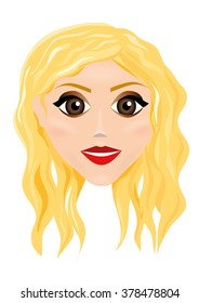 Cute girl face - vector